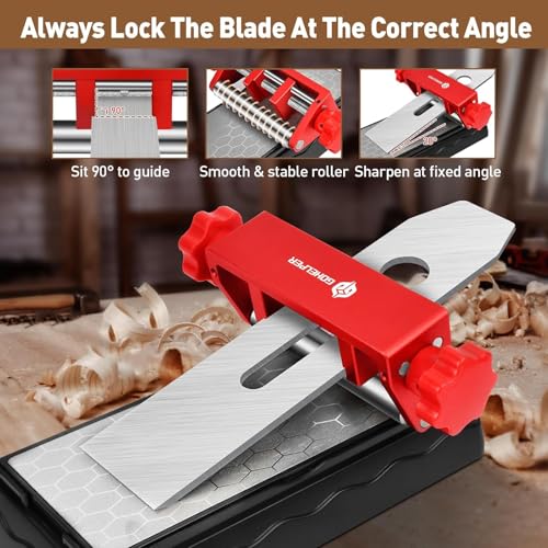 Chisel Sharpening Jig, Wood Honing Guide for Chisels and Planes Width 0.1" to 2.8" with Sharpening Angle Fixture, Angle Gauge from 10° to 45°(With 2 Sharpening Stones) - style: with 2 Sharpening Stones