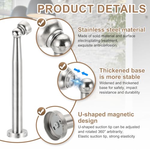 uxcell 9.4" Magnetic Door Stoppers, Wall Floor Mounted Magnetic Door Catch Holder, Stainless Steel Door Stops for Bedroom, Bathroom, Kitchen, Office, Silver - size: 9.4"