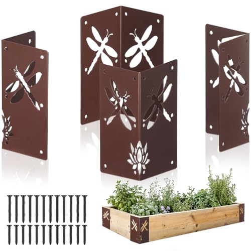 Duraaamo 4 Pack Raised Garden Bed Corner Bracket for Wood Planter Box