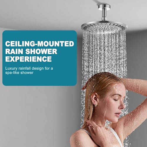 BRIGHT SHOWERS Shower Arm with Flange for Rainfall Shower Head, 3 Inch Ceiling Mount Straight Arm, Replacement Extension Pipe, Heavy-Duty Stainless Steel, Rust-Resistant, 1/2" NPT, Brushed Nickel - color: Brushed Nickel, style: 3 Inch
