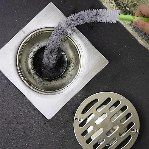 Sewer Drain Brush, Drain Clog Remover, 17inch Flexible Long Pipe Hair Clogs Catcher Cleaner Tool for Toilet, Kitchen Sink, Bathroom Tub, Sewer Drain - color: White Hair 17inch