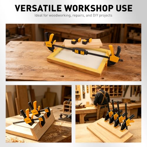 6-Pack Wood Clamps for Woodworking, 4-Piece 6" Bar Clamps with 2-Piece Clamp Connectors, Quick-Release Wood Clamps with 150 LBS Load Limit, Trigger Clamp Set for Woodworking DIY Projects - style: 4-Piece 6" 150lbs with clamp connector