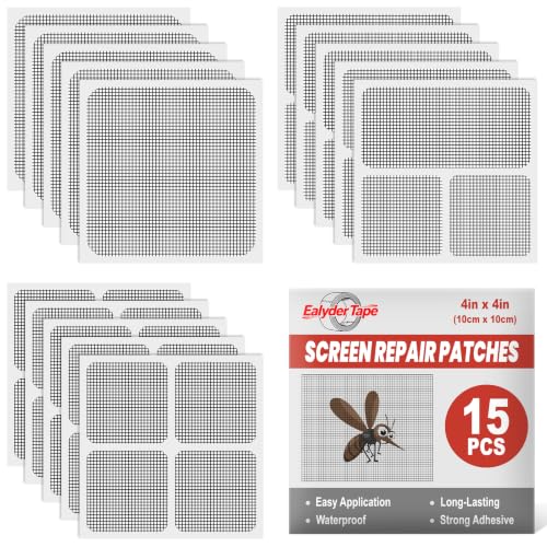 15 Sheets Window Screen Patches Repair Kit Black 3 Sizes Fiberglass Patches - color: Black