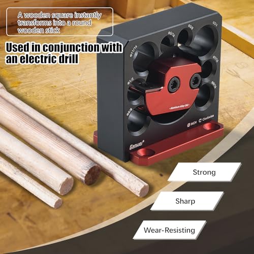 Dowel Maker Jig Kit, 8 Hole Dowel Maker Round Rod Auxiliary Tool Electric Drill Milling Inserts for Wooden Rods Sticks Woodworking (Imperial)