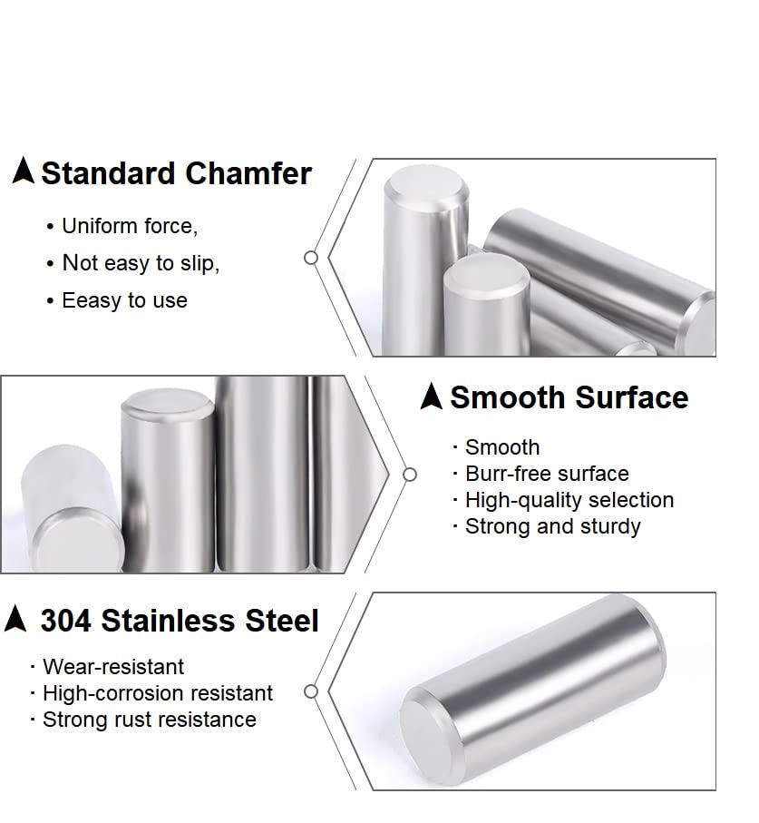 50Pcs M4 x 5mm (Approx 5/32" x 3/16") 304 Stainless Steel Dowel Pins - size: M4 x 5mm