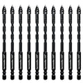 10pc Black 1/4” Serrated Eccentric Masonry Drill Bit, 6mm Serrated Concrete Drill Bit Set for Ceramic Tile Brick Glass Plastic Marble and Wood