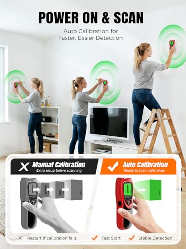 Mecurate Stud Finder Wall Scanner with Fast Auto Calibration, 4 Modes - color: Coral Red