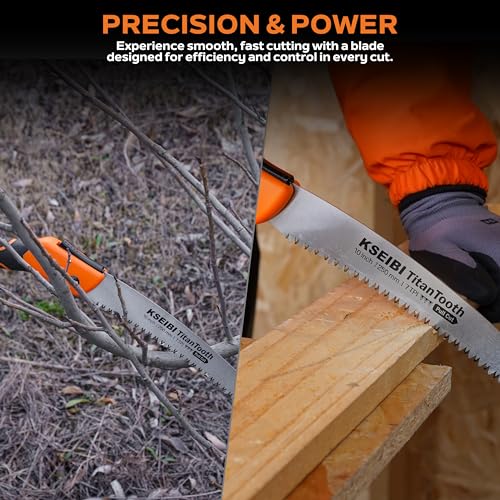 KSEIBI 310950 Folding Hand Saw 10 Inch with SK-4 Steel Blades, Japanese Technology, Ideal for Cutting Soft and Hard Wood (Black Edition)