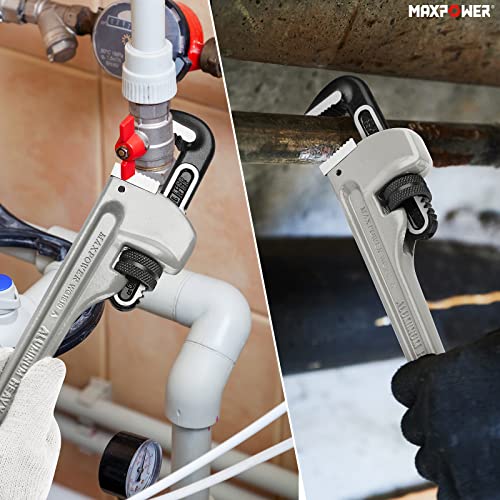 MAXPOWER Pipe Wrench Set 10" 14" 18", with 1" 2" 2.5" Jaw Capacity - size: 10, 14, 18-inch, style: Straight Pipe Wrench