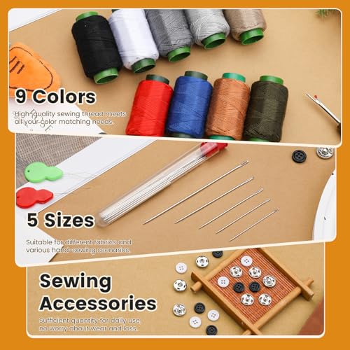 TLKKUE Sewing Kit, Travel Sewing Kit with Upholstery Threads and Needles - color: 9 Colors Thread
