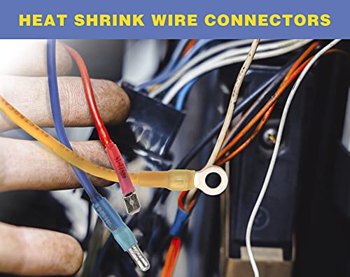 haisstronica 260PCS Heat Shrink Spade Connectors, 22-10 AWG, Male/Female - size: AWG 22-10, style: Male&Female Kit 260PCS