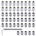 Swpeet 50Pcs 1/4" - 20 x 15mm Carbon Steel White Zinc Plated Carbon Furniture Screw in Nut Threaded Wood Inserts Threaded Inserts Bolt Fastener Connector Hex Socket (1/4" - 20 x 15mm) - size: 1/4" - 20 x 15mm