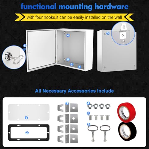 TOCRETOARE Outdoor Electrical Junction Box, 24x 24 x 8' ' NEMA 4X Enclosure Box, Wall Mounted IP66 Waterproof & Dustproof Lockable Metal Junction Box - size: 24"x24"x8"