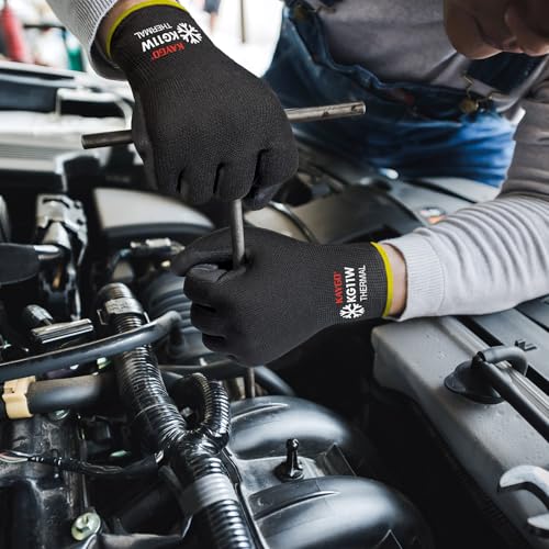 KAYGO Winter Work Gloves Thermal Insulated, PU Coated,12 Pairs, KG11W - color: Black (Thermal), size: Large