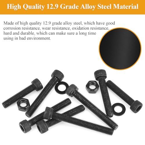 35 Pieces M6 x 25mm Socket Head Cap Screws, Thread Pitch 1.0mm, Sutemribor M6 Black Screws, 12.9 Grade Alloy Steel, Black Oxide Finish, Fully Threaded - size: M6 x 25mm, style: Socket Head