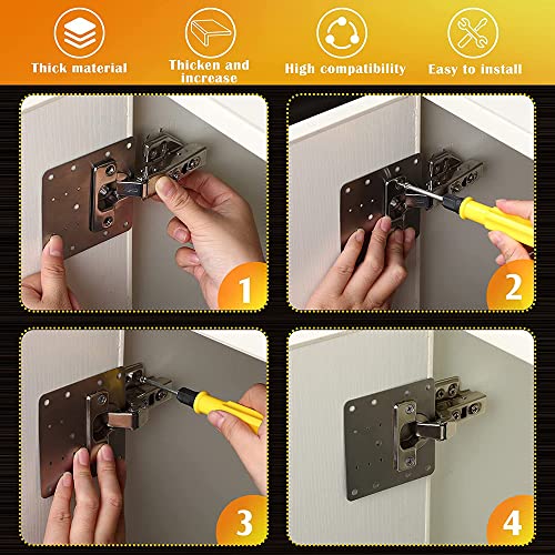 Cabinet Hinges Repair Plate,Stainless Steel Hinge Repair Brackets Kit,Kitchen Cupboard Door Hinge Repair Plate Kit Includes Fixing Screws,Protect Wooden Kitchen Cabinet Door,Furniture(2 PCS)… - size: 2 Pieces