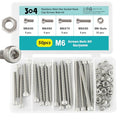 50PCS M6 x 50mm 60mm 70mm 80mm, Hex Socket Head Cap Screws Bolts Nuts Kit, Stainless Steel 304, Metric Allen Drive, Fully Threaded - size: Socket M6x50/60/70/80mm
