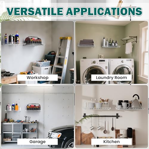 EVERHANGER Garage Wall Shelves 12x18 Inch, Wall Mounted Storage Shelf - color: White, size: 18X 12inch
