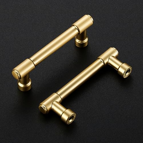Ravinte Brushed Gold Kitchen Pulls Cabinet Handles 3 Inch 10 Pack - color: Brushed Gold, size: 3 Inches Hole Center