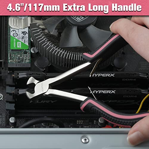 Long Reach End Cutting Pliers 5.5 Inches End Nipper Cutting Pliers Nail Puller for Zipper Install Stops Repair Kit, Wire Cutter for Jewelry Making Working In Tight Spaces Pink Tool for Women - style: End Cutting Pliers