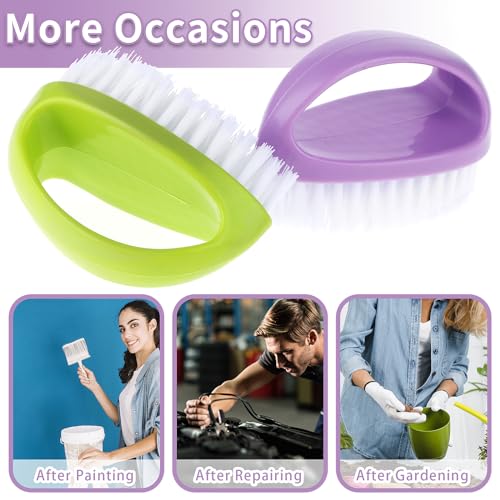 Amaxiu Hand Nail Brushes, 2pcs Grip Clean Heavy Duty Nail Brushes for Cleaning Fingernails Nylon Firm Stiff Bristles Deep Clean Scrubber for Mechanics Gardeners Hand Under Nails Toes(Green, Purple) | Nylon Firm Stiff Bristles Deep Clean Scrubber for Mecha