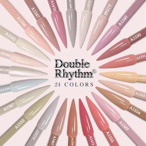 Double Rhythm 28Pcs 0.5Oz Gel Nail Polish Set Same Color Same Bottle Gel Polish Kit Nail Art Manicure Salon DIY at Home for Women (Nude Pink Collection-T24-3) - color: Nude Pink Brown