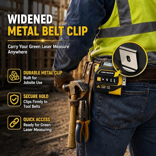 4-in-1 Digital Tape Measure, 328FT Laser Measure & 16FT Auto-Lock Tape