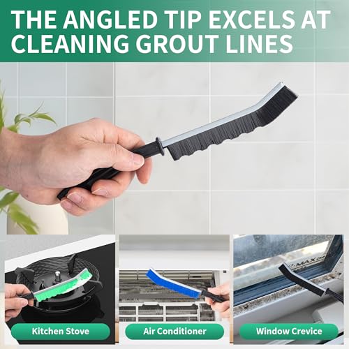 6-Pack Hard Bristle Crevice Cleaning Brush, Best Tool for Cleaning Grout, Gaps, and Sink, Home Cleaning Essentials, Crevice Cleaning Tool for Kitchen and Household Use