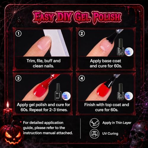 Beetles Halloween Gel Nail Polish Set, 6 Colors Fall Gel Nail Polish Set - color: Dreamy Summer