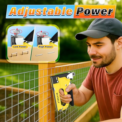 DIYSELF Staple Gun Heavy Duty 4-in-1 Upholstery Stapler with 4000 Staples - color: Yellow