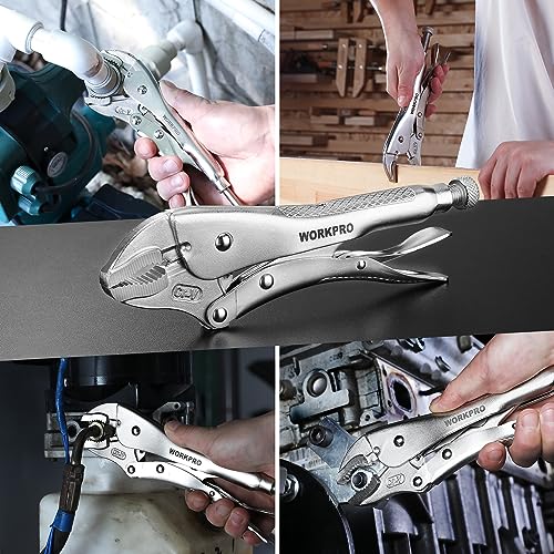 WORKPRO Locking Pliers, 10-inch Curved Jaw Vice Grips pliers - size: 10"