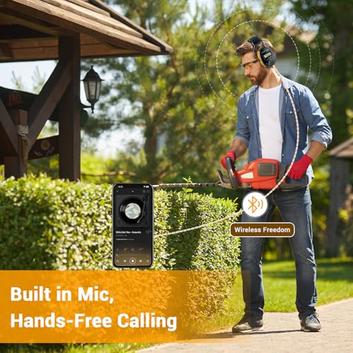 Bluetooth 6.0 AM FM Radio Headphone,Earmuff for Mowing,Construction - color: Yellow