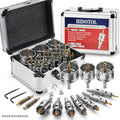 HIDOTOL 20PC TCT Carbide Hole Saw Kit 1/2" - 2-1/8" Tungsten Carbide Drill Bits Set with Titanium Pilot & L-Wrench, for Hard Metal Stainless Steel, Iron, Aluminum with Aluminium Case. - size: LZ-HOLE SAWS-20