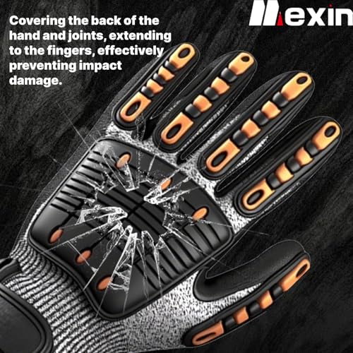 Tekware TPR Impact Work Gloves, Anti-Slip Grip, Adjustable Wrist for Construction, Mechanic and Outdoor Work - size: X-Large