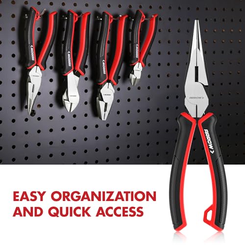 ARROW Needle Nose Pliers, 8-inch Long Nose Cutting Pliers with Wire Cutter - size: 8 Inch