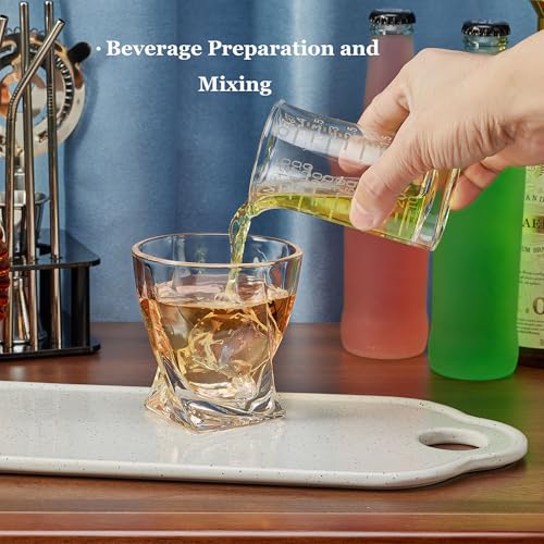 Ackers Shot Glass Etching Scale Measuring Cup 4 Ounce/120ML Liquid Heavy High Espresso Glass Cup,V-Shaped Spout - color: White (Etching Scale)