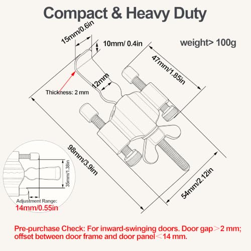 Portable Door Lock, Stainless Steel Inward-Swinging Security