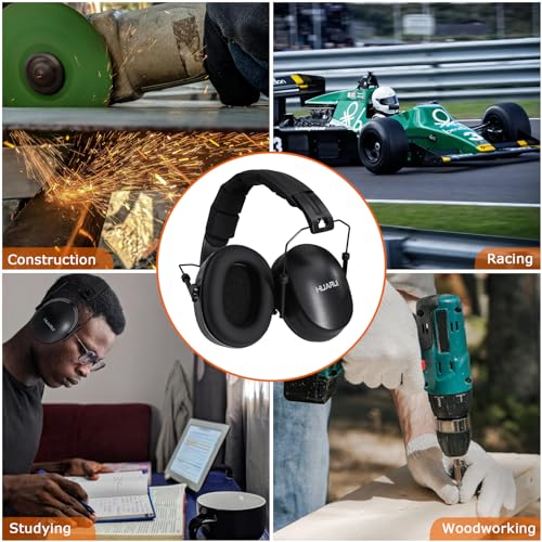 Safety Earmuffs for Ear Protection SNR 29 dB Noise Cancelling Ear muff Shooting Hunting Construction Noise Reduction - color: Black