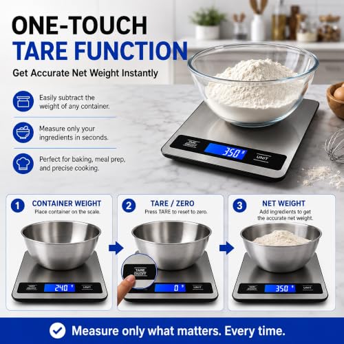 33lb/15kg Digital Food Kitchen Scale, Measuring Recipes Coffee Meat Baking