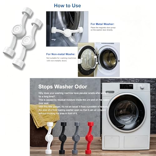 Magnetic Door Prop for Front Load Washer, 360° Adjustable Compact White - color: White