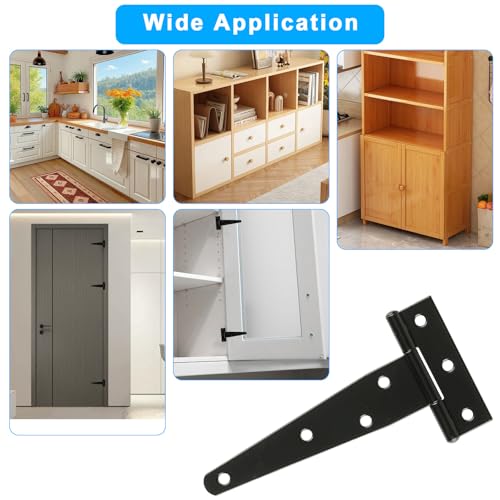 T Strap Hinges Heavy Duty, Shed Door Gate Hinges(Black) (4, 4 Pcs *5 inch) - size: 4 Pcs *5 inch