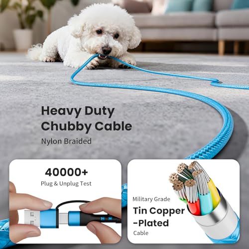 Travel Essentials Multi Charging Cable Cord for iPhone 17/iWatch Charger/IP - color: Sky Blue, size: 2Pack5FT