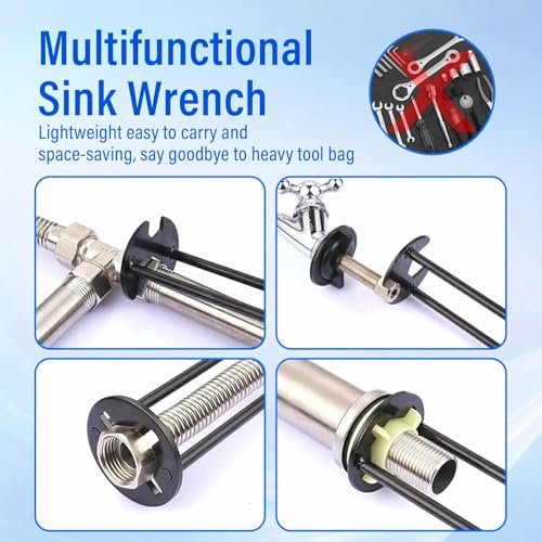 2 Pack Multifunctional Sink Wrench, Plumbing Tool for Tight Spaces, Faucet & Basin Installation Wrench for Kitchen and Bathroom