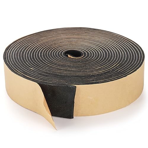 Jucoan 99 Feet Weather Stripping Foam Seal Tape, 2 Inch Wide x 1/8 Inch Thick Self Adhesive Foam Insulation Tape Weatherstrip Soundproof Tape for Pipe, Window Door Air Conditioner Seal, 3 Rolls - size: 2 In x 1/8 In x 99 Ft
