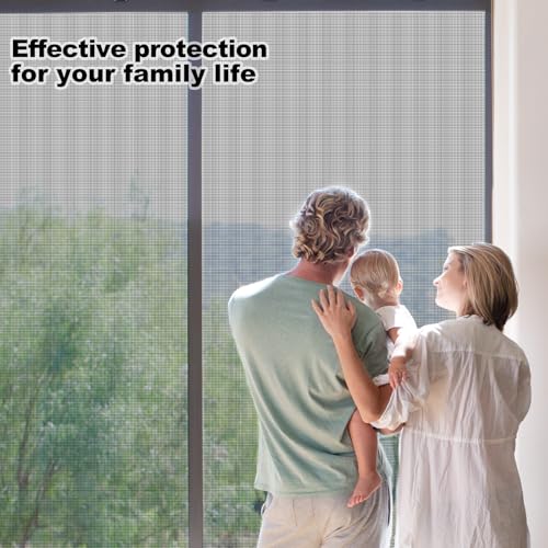 Window Screen Replacement Kit Durable 48" x 99" Polyester Mesh with Tool - color: Black, size: 48" x 99"