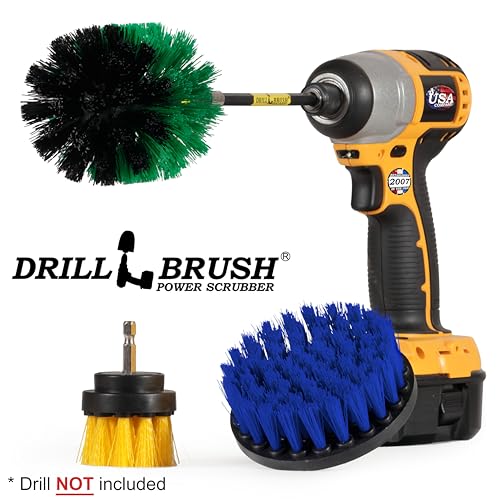 Drillbrush Shower Scrubber Drill Attachment - Car Detailing Tools - - color: Yellow, Green, Blue