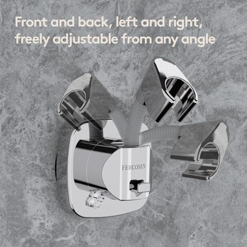 Shower Head Holder with Suction | 360° Swivel | Silver - color: Silver