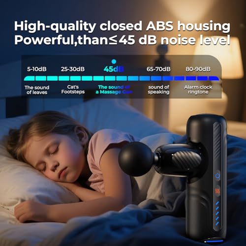 Massage Gun with Heat Therapy, Deep Tissue Mini Muscle Massager - color: Black