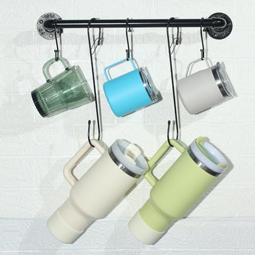 6Pcs S Hooks Hanging 12 inch Heavy Duty Large S Hooks with Safety Buckle, Long S Hook for Hanging Plant, Utility Hooks, Long Heavy Duty Hanging Hooks for Kitchen, Bathroom, Garden, Indoor, Outdoor