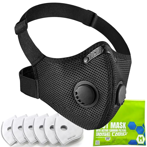 BASE CAMP M PRO Dust Mask, All day Comfortable Reusable Respirator Mask, L-shaped Head Strap Design, Safety Work Mask for Woodworking, Landscaping, DIY, Dust, Pollen,1 Pack - style: 1pack